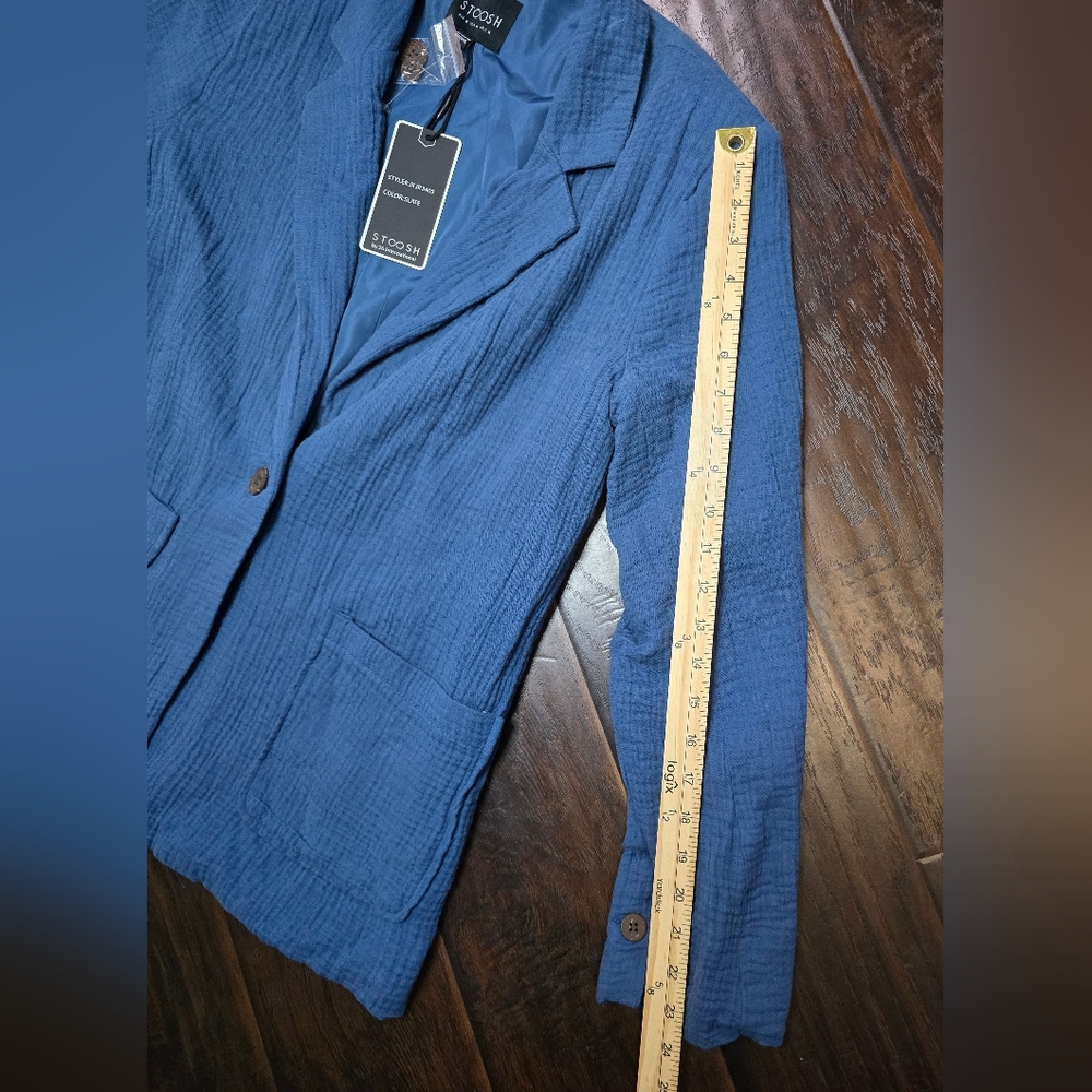 NWT Stoosh Womens Long Sleeve Slate Blue Blazer Jacket Medium - Picture 4 of 9